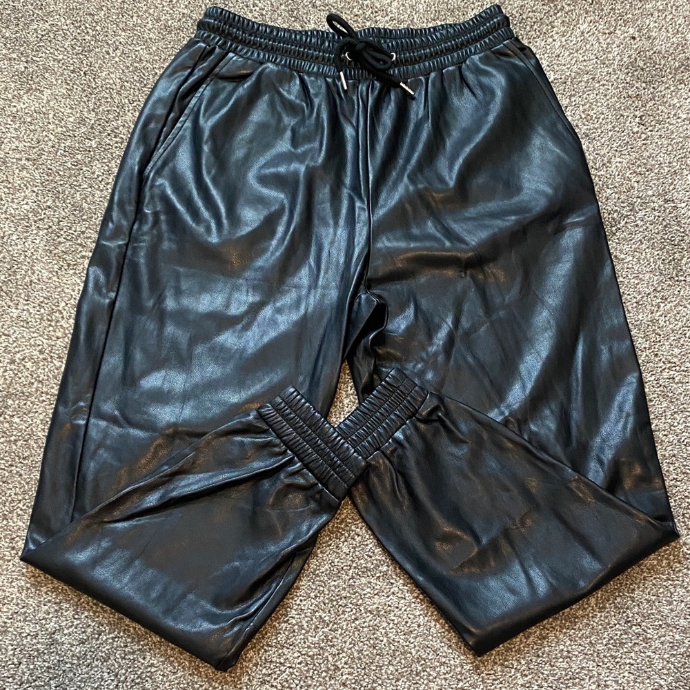 Faux leather joggers